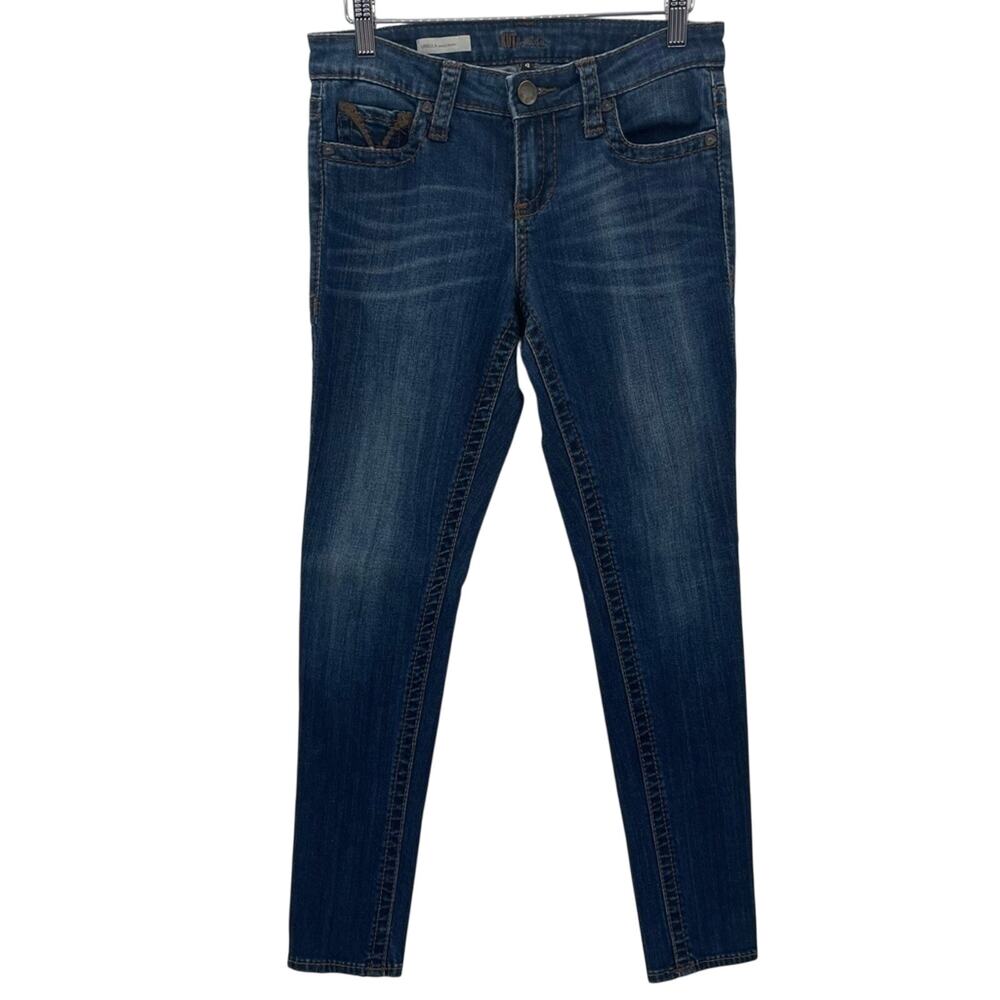 Kut From the Kloth Ursula Ankle Skinny Jeans Dark Wash Boho Stretch Comfy Size 4